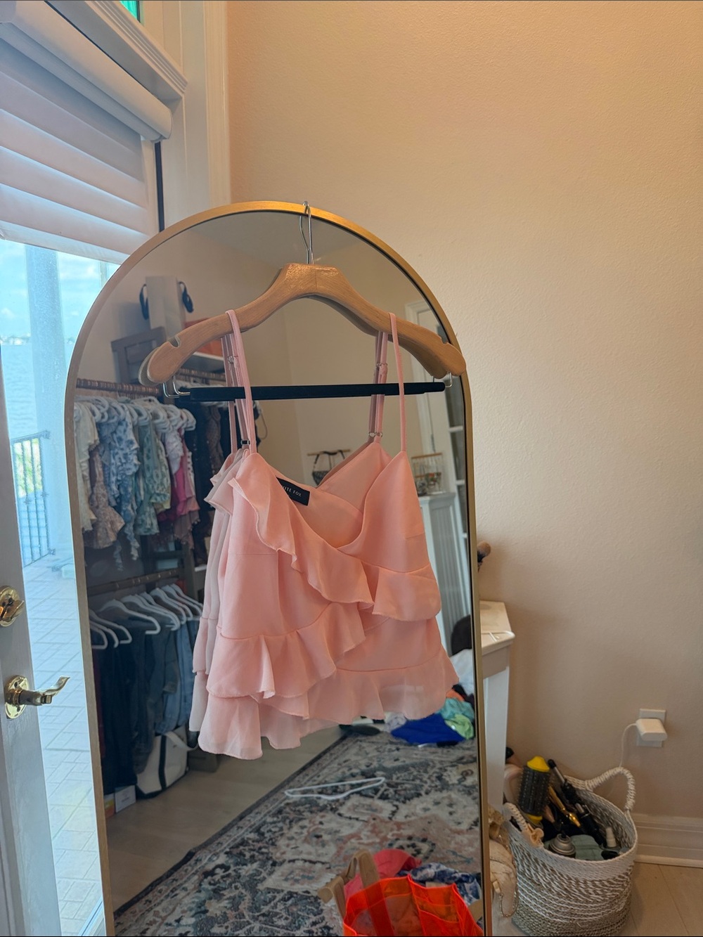 White Fox Boutique Blush Pink Layered Ruffle Cami